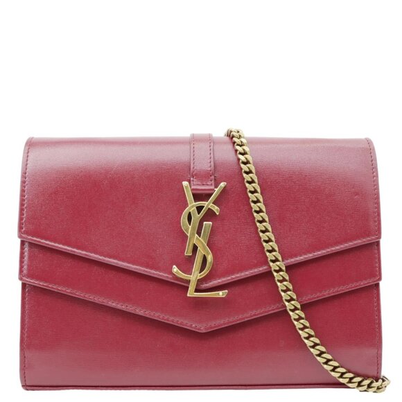 Yves Saint Laurent  Sulpice Chain Smooth Calfskin Shoulder Bag Red - Picture 1 of 9